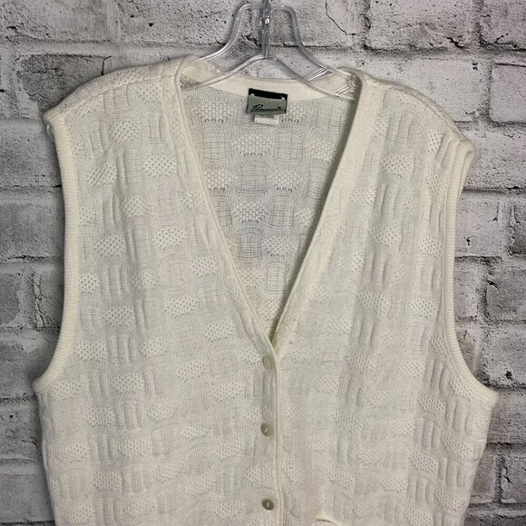 Vintage 90s Penmans Textured Knit Grandma Cardigan Sweater Vest - Picture 2 of 12